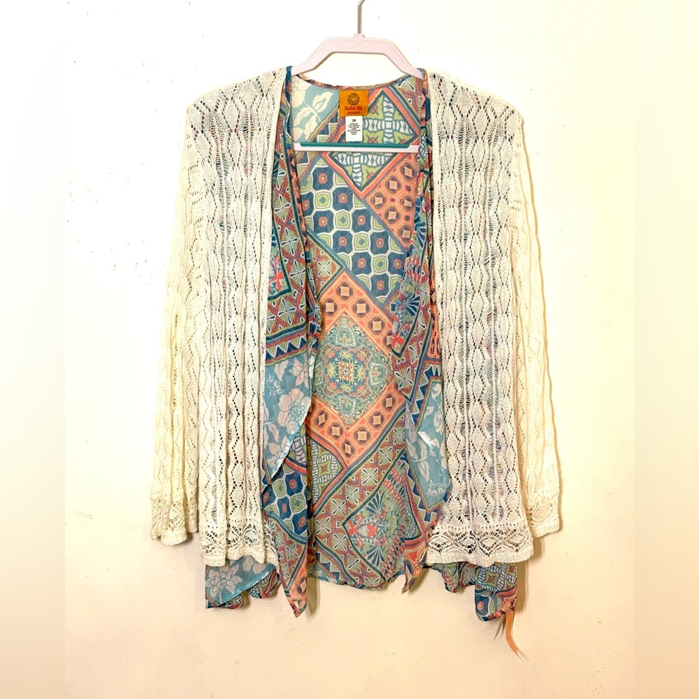 Ruby Rd. White Knit Sweater with Colorful Lining. Size 3X. NWT.